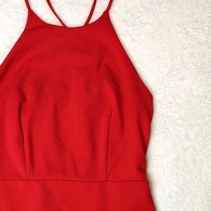 Vibrant Red Asymmetrical-hem Dress